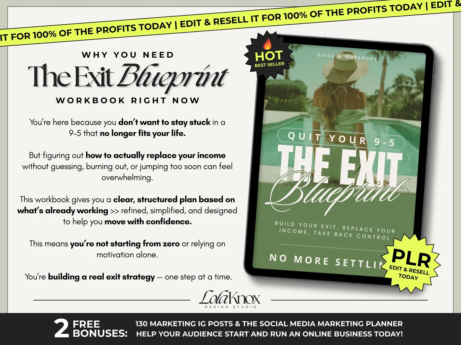 Quit Your 9-5 PLR Workbook for Financial Freedom, Digital Product Guide with Resell Rights, Passive Income Action Plan, Entrepreneur Ebook