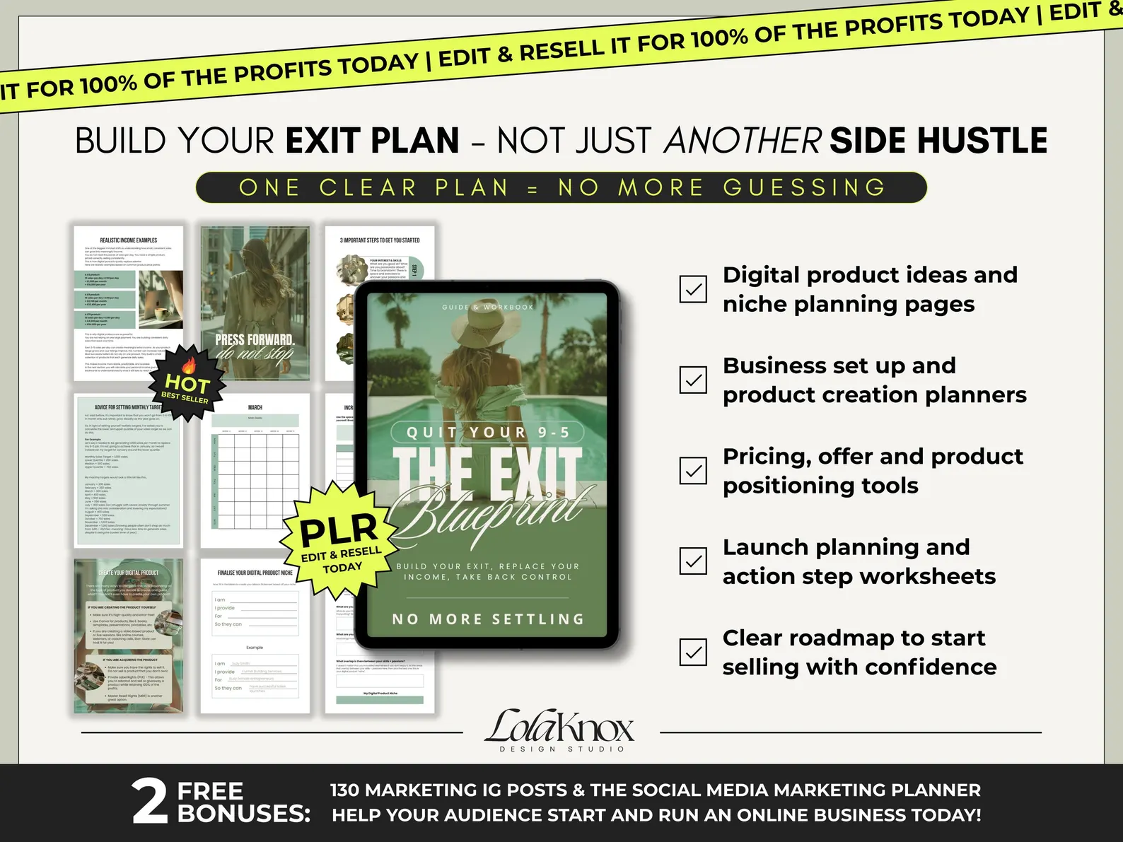 Quit Your 9-5 PLR Workbook for Financial Freedom, Digital Product Guide with Resell Rights, Passive Income Action Plan, Entrepreneur Ebook