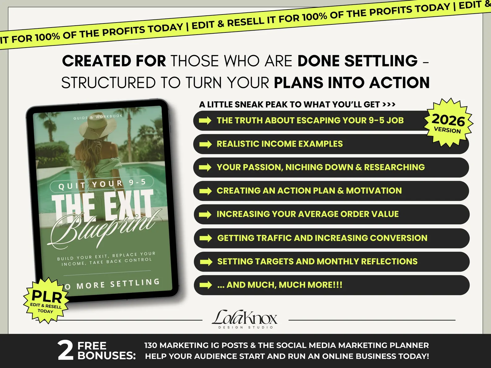 Quit Your 9-5 PLR Workbook for Financial Freedom, Digital Product Guide with Resell Rights, Passive Income Action Plan, Entrepreneur Ebook