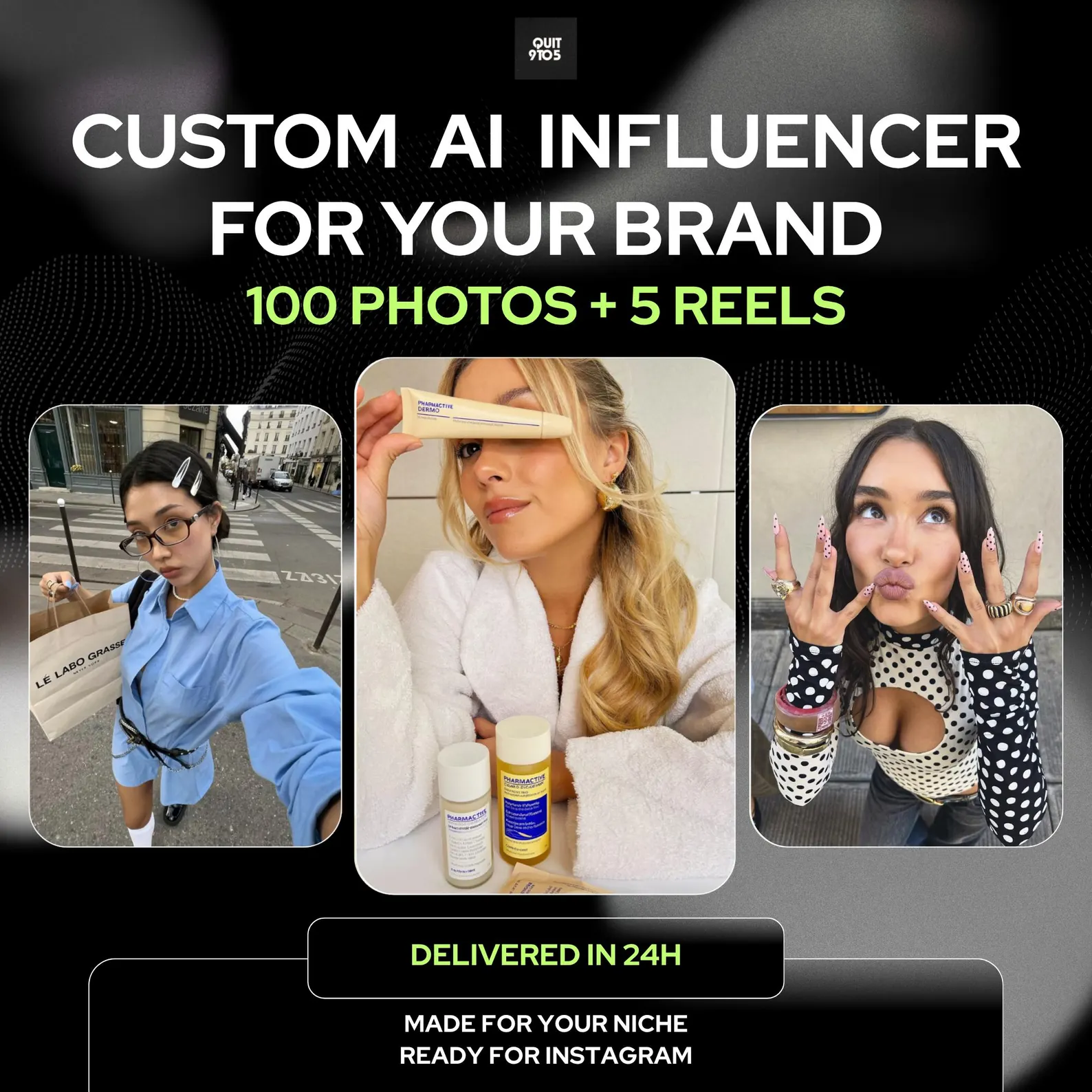 Custom AI Influencer Kit Delivered in 24 Hours (100 Photos + 5 Reels)