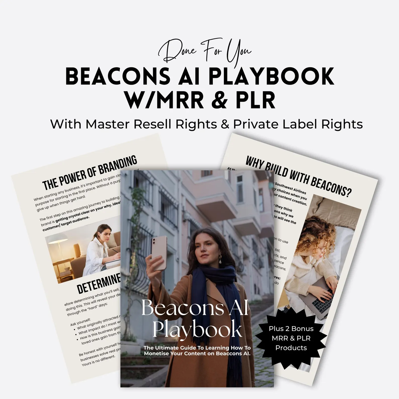 Beacons AI Playbook: Monetization Guide with MRR & PLR (71-Page Editable eBook)