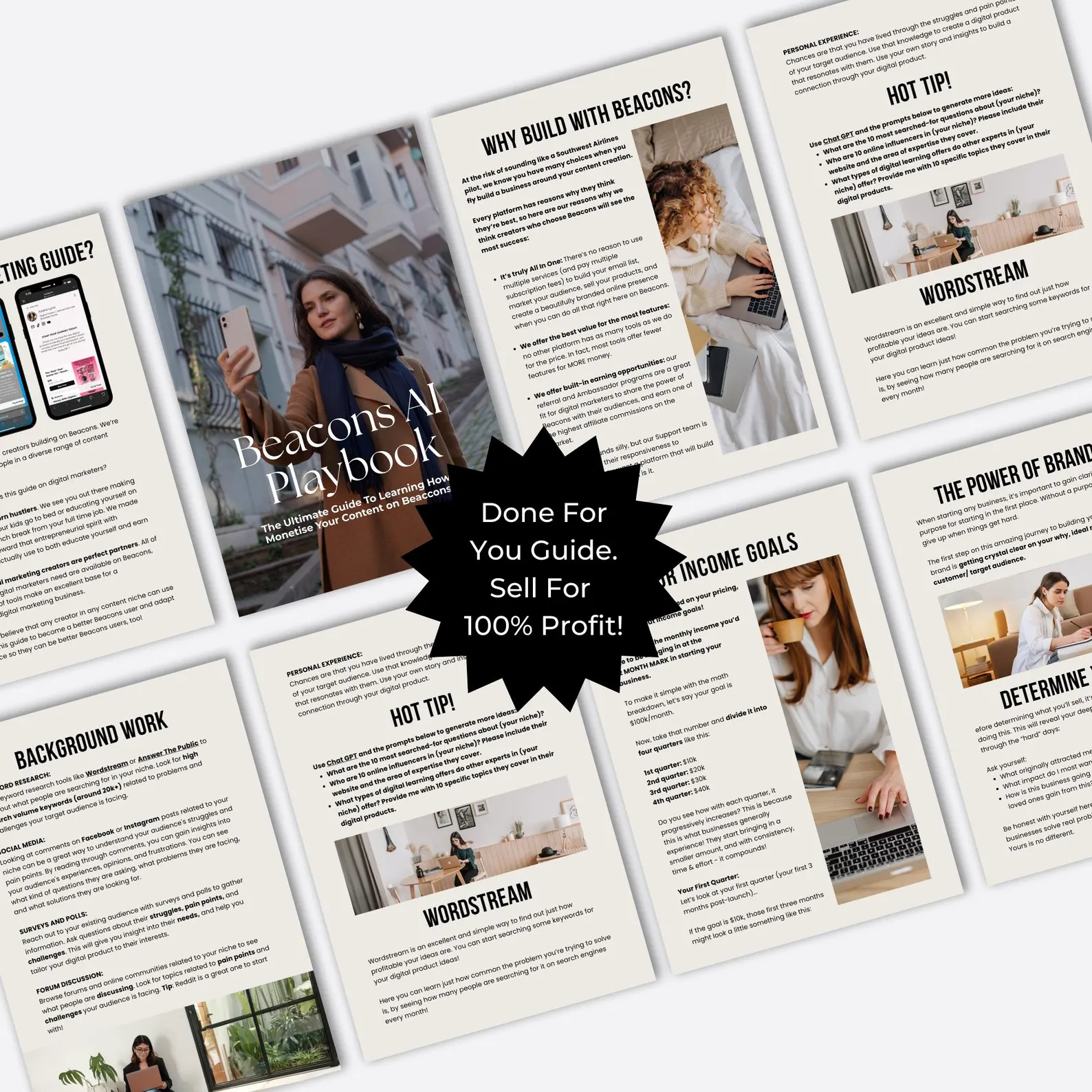 Beacons AI Playbook: Monetization Guide with MRR & PLR (71-Page Editable eBook)
